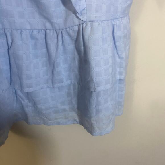 SO NWT Light Blue Ruffle Tiered Eyelet Blouse Milkmaid Flutter Top Sz KL Juniors - Picture 7 of 12